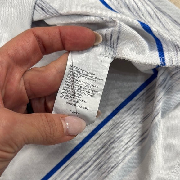 Callaway Men's Space Dye Stripe White and Blue Golf Polo Shirt Opti Dri - Picture 8 of 13